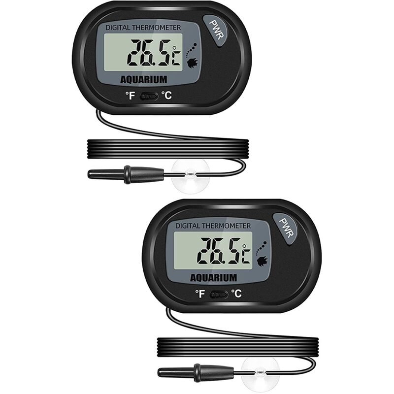 LCD-Thermometer des digitalen Aquariums mit Saugnäpfen und wasserdichter  Sonde für Aquarium-Fischtank, Vivarium Reptil Terrarium (2 stücke)