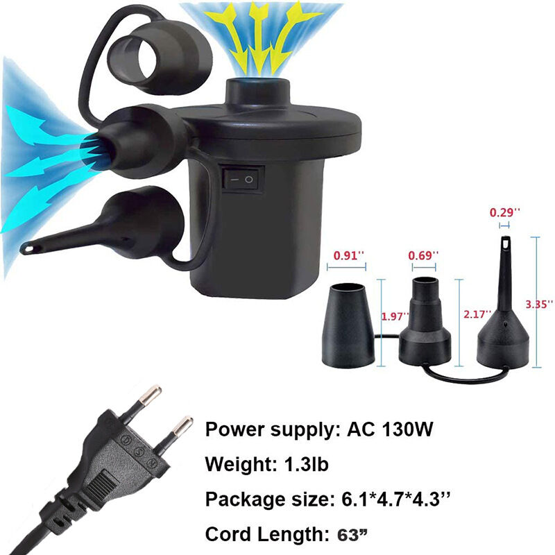 USB wiederaufladbare elektrische Pumpe mit Batterieanzeige, elektrische  Luftpumpe mit 3 Luftdüsen für aufblasbare Matratze, Kissen, Bett, Boot