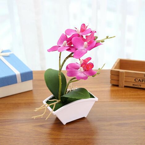 betterlife Künstliche Doppelgabel Schmetterling Orchidee Pflanze Blume  Kreative Bonsai (einschließlich Topf) Künstliche Blumen Ornamente  Künstliche Topfpflanze