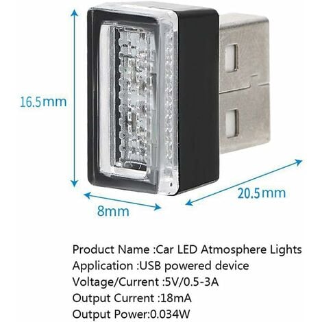 Auto-LED-Atmosphärenlichter, 5-teiliges USB-Beleuchtungs-Atmosphärenlicht-Set  Auto-Innendekoration (5 Farben, Rot/Blau/Rosa/