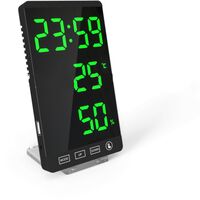 LED-Spiegeluhrthermometer und elektronischer Hygrometer-Wetterwecker in schwarz und grün