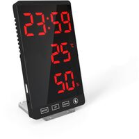 betterlife LED-Spiegeluhr, Thermometer und Hygrometer, elektronische Wetteruhr, Wecker, fette rote Buchstaben -