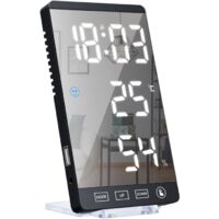 betterlife LED Spiegeluhr Thermometer und Hygrometer Elektronischer Wetteruhr Wecker Weiß -