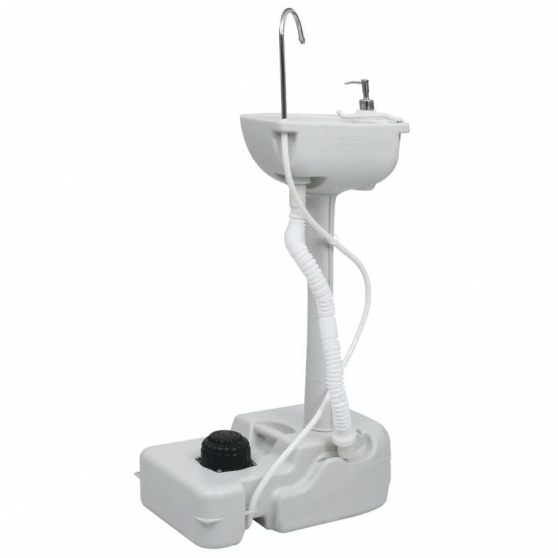 Outsunny Lavabo Portatile con 2 Ruote Serbatoio di Acqua 17L per Campeggio  all'Aperto HDPE Grigio chiaro