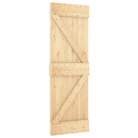 Porta scorrevole con set hardware 70x210 cm legno massello pino