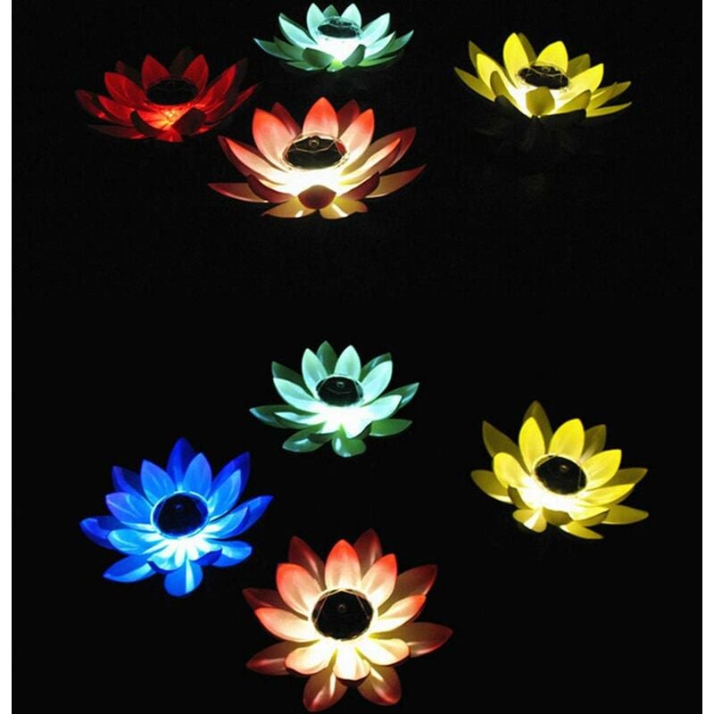 2021 LED Solar Lotuslampe Teich Licht Gartenteich Seerose Schwimmende Lotus DE