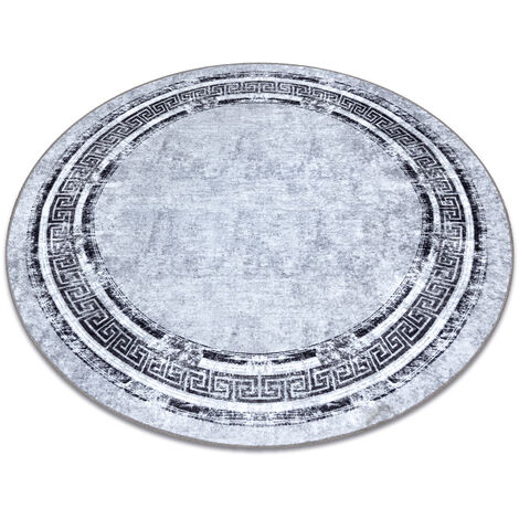 MIRO 51254.802 Kreis Waschteppich Marmor, griechisch Anti-Rutsch - grau / schwarz grey rund 120 cm (1/5)