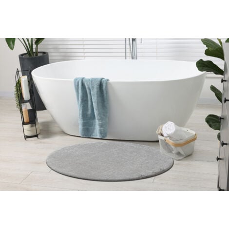 Badteppich SANTA Kreis eben, rutschfest, weich – grau grey rotondo 50 cm
