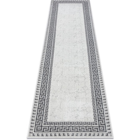 Teppich, Läufer ALLURE 1960 Griechischer Schlüssel, Rahmen - Strukturell, stilvoll, glamourös weiß / grau grey 60x250 cm