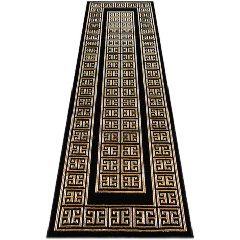 Teppich, Läufer ALLURE 1968 Griechischer Schlüssel, Rahmen - Strukturell, stilvoll, glamourös schwarz / gold black 70x250 cm (1/5)
