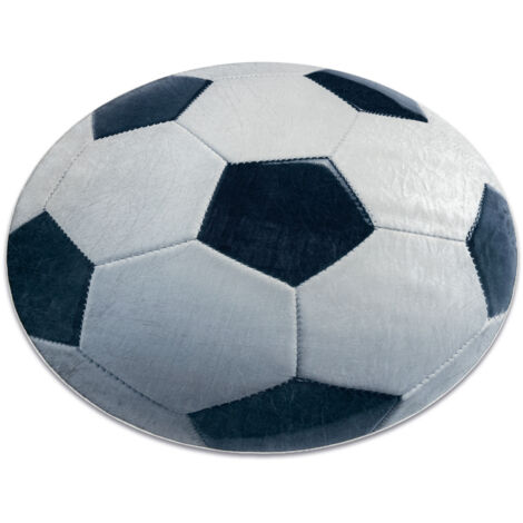 BAMBINO 38540 Kreis Waschteppich - Fußball für Kinder Anti-Rutsch - schwarz / weiß white rund 100 cm (1/5)