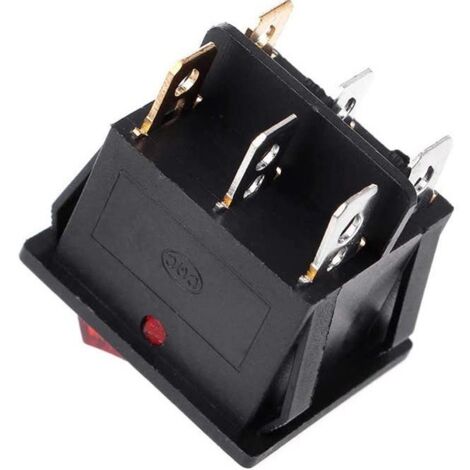 Interrupteur à bascule ON-OFF DPST 4 bornes lumière rouge 16A 250VAC avec couvercle étanche (1