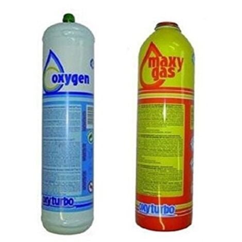 2 bouteilles d'oxygène et turbo maxygas Set 90 Soudeur Autogena jetable