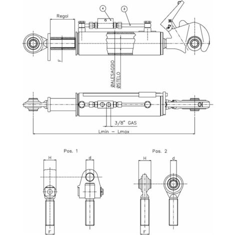 AMA Terzo Punto Basic Cat. I Per Trattori | Lunghezza Regolabile 430-640 Mm | Filettatura M27x3