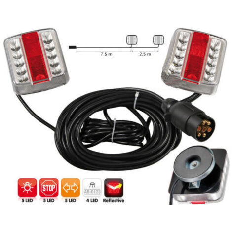 Kit luci con fanali a LED magnetico 12V cavo 7,5m + 2,5m tra fanali (1/7)