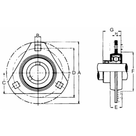 FHSPFTZ205-14 Flangia 3 Bullone Triangolo 2.2cm Cuscinetti A Sfera - Foto 4