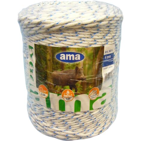 AMA Corda per recinti elettrici bianca con inserti blu Premium line da 200 m