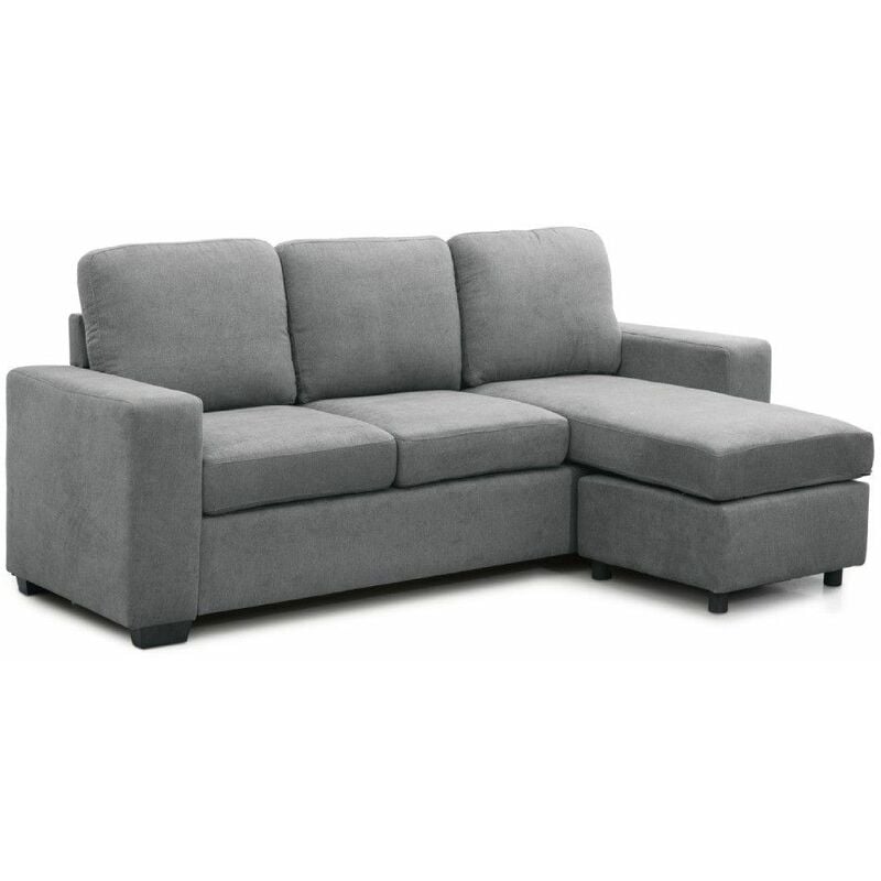 Sweet Sofa®sofá Chaiselongue mika de 3 plazas con pouff reversible en tapizado tela antimanchas. gris home heavenly® longue puff