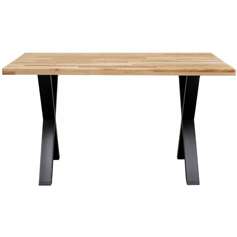 Mesa Comedor Industrial Linus Con Pata Metálica Y Tablero Madera De 4 Cm En  Roble Sellado 140 X80 Cm con Ofertas en Carrefour