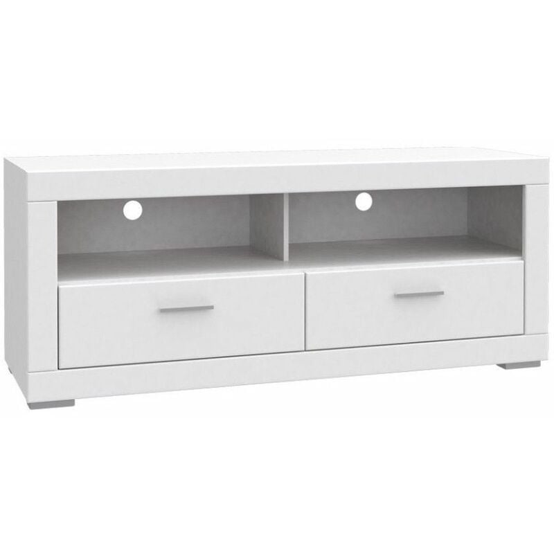 Mueble tv 120 cm estilo rústico moderno blanco pino KAREN