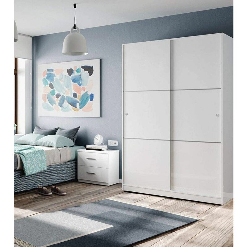 Armario blanco 3 puertas SNOW. 198x165 cm para dormitorio o habitación  juvenil. Muchos estantes y espacio para colgar.