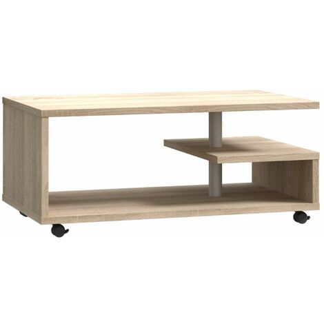 Home Heavenly® - Mesa centro con revistero BENNY, de líneas geométricas, 105x60x45,6 cm.  Color: Roble Sonoma (1/4)