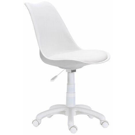 Home Heavenly® - Silla escritorio giratoria y regulable TULIPA, asiento ergonómico tapizado en polipiel. 79x60x60 cm. Color: Blanco (1/5)
