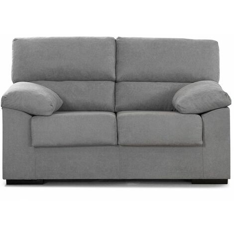 Home Heavenly® - Sofá DENVER, estructura de madera y tapizado antimanchas desenfundable. 2 Plazas, color Gris
