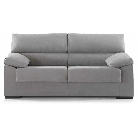 Home Heavenly® - Sofá DENVER, estructura de madera y tapizado antimanchas desenfundable.  3 Plazas, color Gris