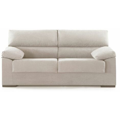 Home Heavenly® - Sofá DENVER, estructura de madera y tapizado antimanchas desenfundable. 3 Plazas, color Beige (1/5)