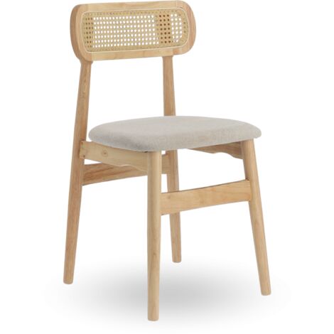 Home Heavenly® - Pack 2 sillas de Comedor Honey Estilo nórdico, Silla de Madera para Comedor Cocina Restaurante o Bar tapizad Color: Beige