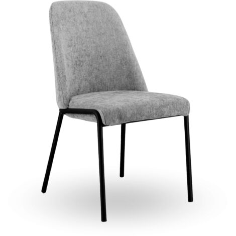Pack 2 sillas comedor DANGO con respaldo y asiento de tela de tapicería jaspeada antimanchas y patas metálicas en color negro Color: Gris (1/5)