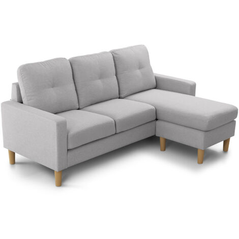 Home Heavenly®Sofá Chaise Longue Reversible Clin - Sofá de Diseño Moderno con Tapizado Antimanchas Color : Gris