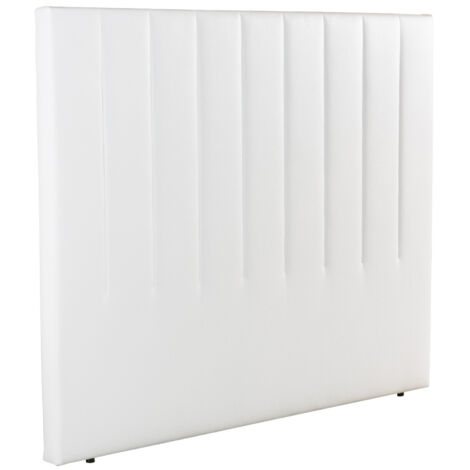 Home Heavenly® Cabecero Tapizado Amex – Cabezal de cama Acolchado con franjas verticales, Textura Suave Sin Montaje, 150x120 cm Color : Polipiel Blanco