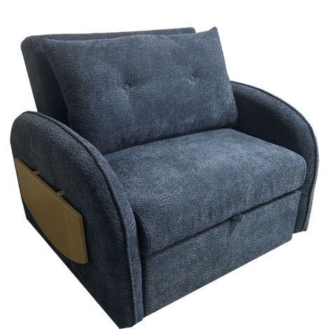 Home Heavenly® - Sofá cama THOR sofá plegable tapizado en tela super soft, 105x99x89 cm. Color : 1 plaza Azul (1/5)