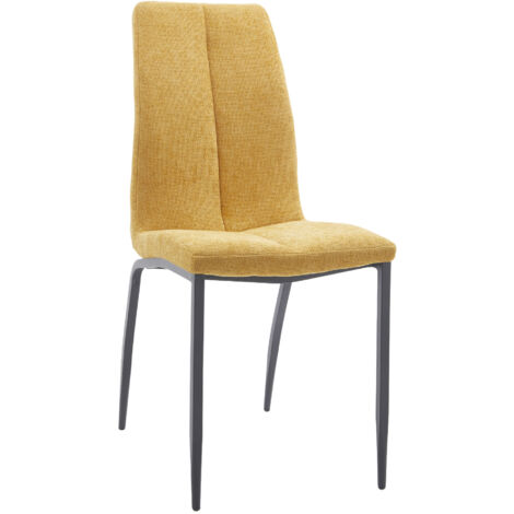 Home Heavenly® - Pack 4 sillas comedor tapizadas Ingrid, con respaldo alto y detalle lineal. Asiento ergonómico Patas de color n Color: Mostaza (1/5)
