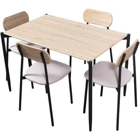 Home Heavenly® Conjunto Comedor Nairobi – Mesa Rectangular con 4 Sillas Estilo Industrial, Estructura Metálica Negra, MDF Roble   Color : Roble y Negro (1/5)