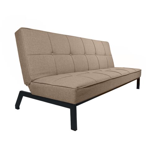 Home Heavenly® – Sofá Cama Louis – Sofá Clic-Clac 3 Plazas, Tapizado en tela Suave, Diseño Minimalista Ideal para Salón e cama d Color: Beige