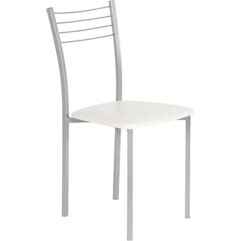 Home Heavenly® – Pack 4 sillas comedor COLL, estructura metálica y asiento acolchado en PVC, diseño práctico y ligero.  Color: Blanco (1/5)