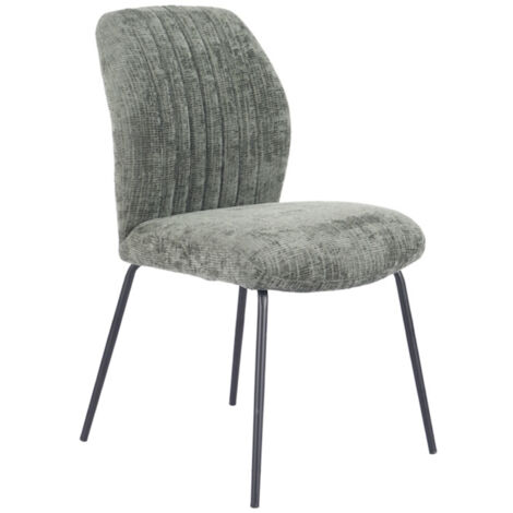 Home Heavenly® Pack 2 sillas comedor NALON, tapizadas con respaldo a rayas y patas negras, diseño moderno, 61x47x89 cm. Color: Verde Musgo (1/5)