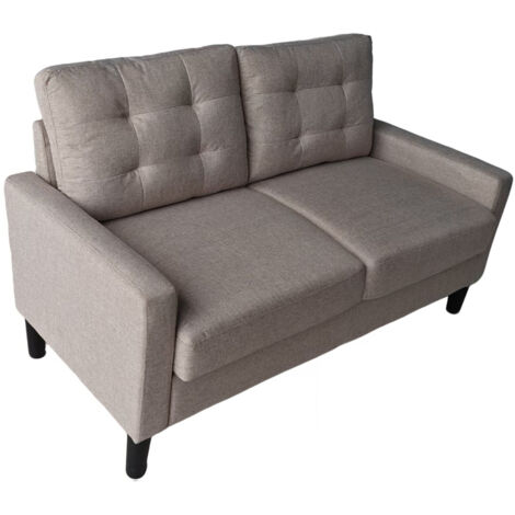Home Heavenly® - Sofá DUBI cojines desenfundables, respaldo con capitoné, estructura de madera de pino 86x140-184x76 cm.  Color: Beige 2 plazas