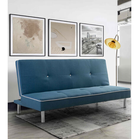 Home Heavenly®- Sofá Cama SOL Clic Clac 3 plazas, económico, Moderno, Plegable  Color: Azul
