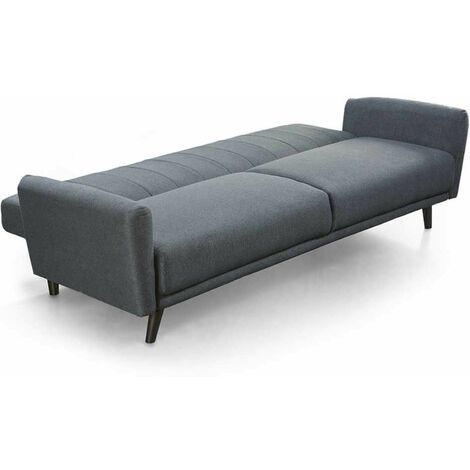 Home Heavenly®- Sofá Cama Axel, sofá 3 plazas Clic Clac tapizado en Tela Antimanchas con Patas Negras 214x80x85 cm  Color: Gris