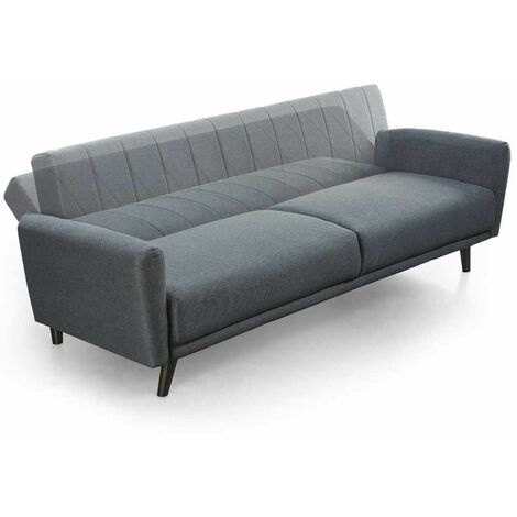 Home Heavenly®- Sofá Cama Axel, sofá 3 plazas Clic Clac tapizado en Tela Antimanchas con Patas Negras 214x80x85 cm  Color: Gris