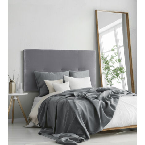 Home Heavenly®- Cabecero cama tapizado JENSEN, acolchado, cama individual o matrimonial, no incluye herrajes  105 cm Color: Gris