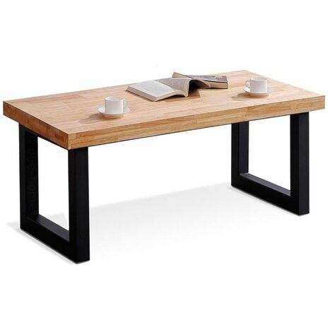 Home Heavenly®- Mesa de centro elevable DAREK, con cajón interior, Tabla de madera, Patas metal  Color: Roble - Negro