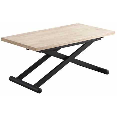Home Heavenly® - Mesa centro elevable extensible XANA. Dobla su tamaño para ser mesa de comedor. Color: Roble Nordish - Negro