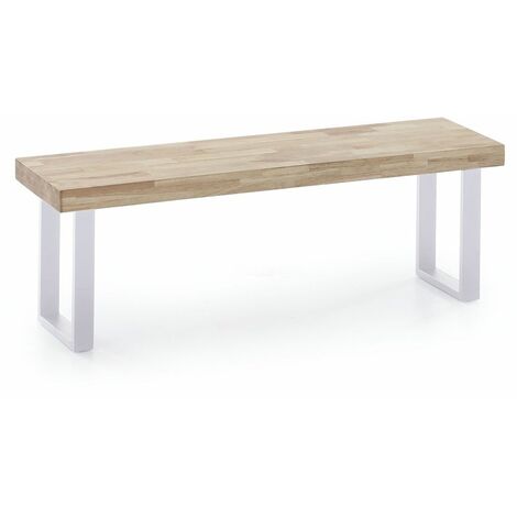 Home Heavenly® - Banco asiento DAREK. Banqueta comedor y cocina. Banco recibidor y pie de cama. 120 cm ancho. Color: Roble Nordish - Blanco