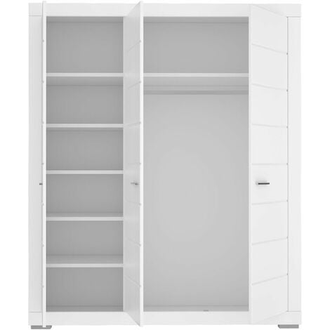 Home Heavenly® - Armario 3 puertas SNOW. 198x165 cm para dormitorio o  habitación juvenil. Muchos estantes
