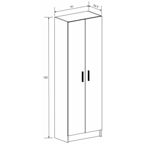 Armario Multiusos Sillano, Porta escobas multifuncional, Armario con 3  puertas, 116x35h190 cm, Blanco